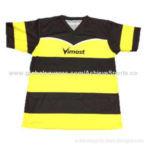 Men's V-neck Soccer Jersey with Mesh Fabric, Customized Designs and Sizes